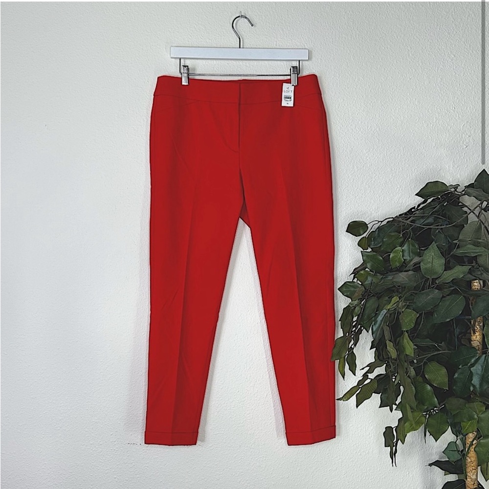 Loft | Julie Skinny Red Slacks (Size 10)